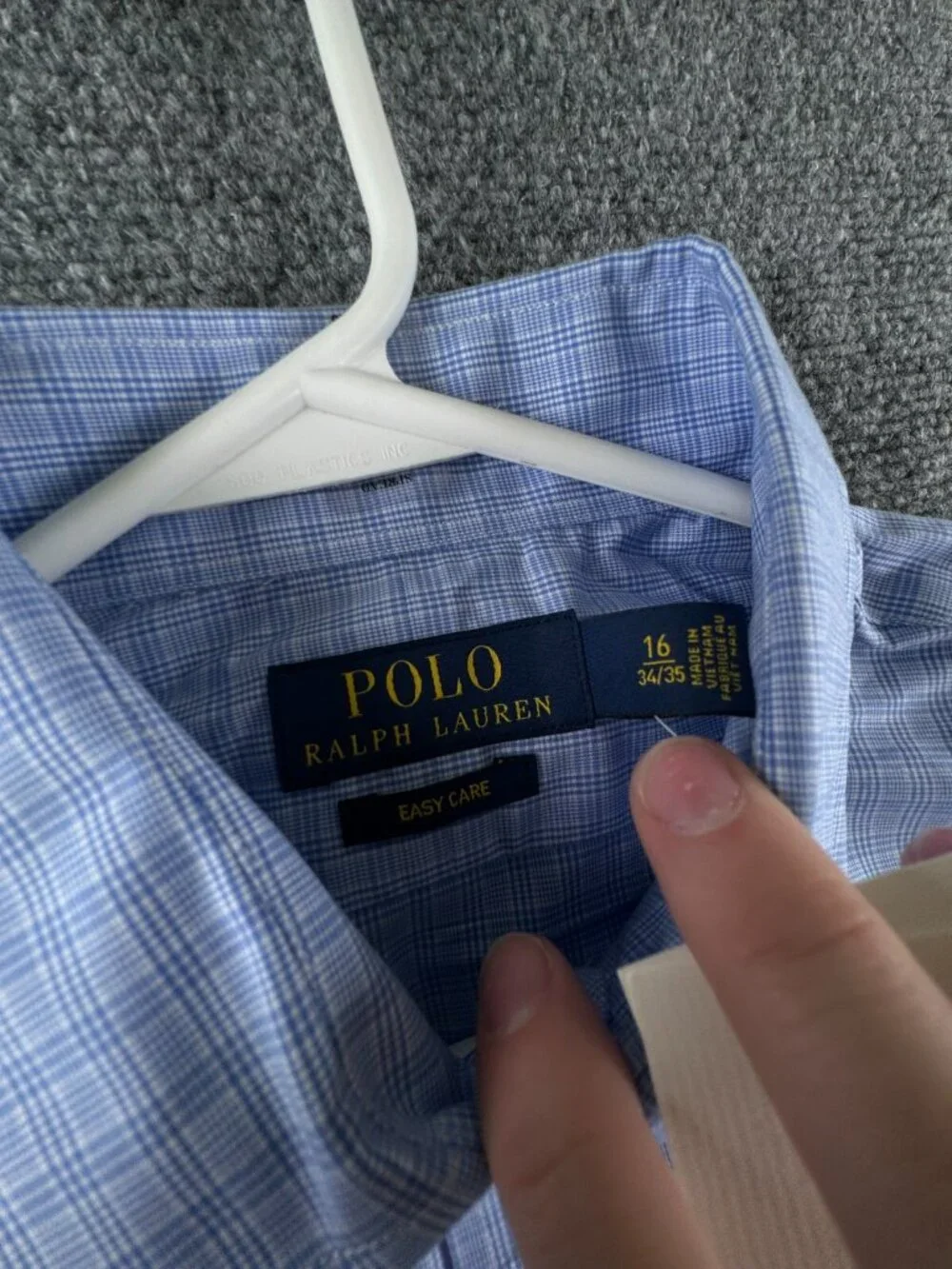 NWT Polo Ralph Lauren Men EASY CARE Button Up Shirt BLUE WHITE 16 34/35 Adult